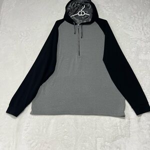 johnnie-O Two-Tone Gray and Black Performance 1/2 Zip Hoodie Camo Hood
